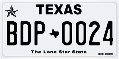 TX license plate BDP0024