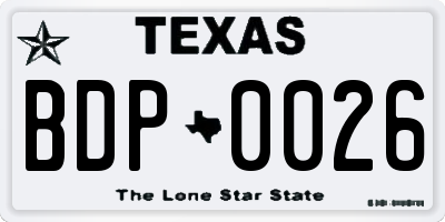 TX license plate BDP0026