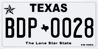 TX license plate BDP0028