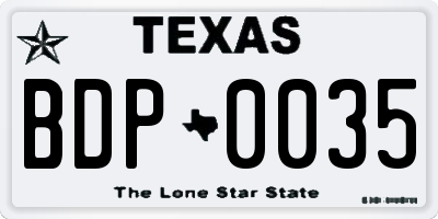 TX license plate BDP0035