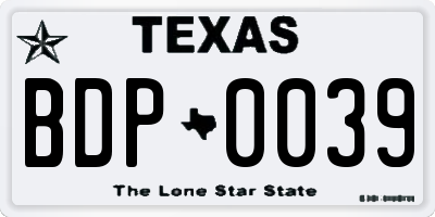 TX license plate BDP0039