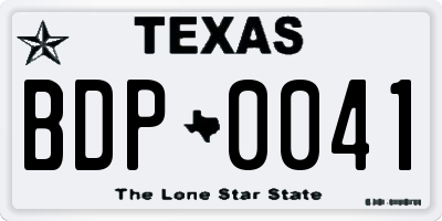 TX license plate BDP0041