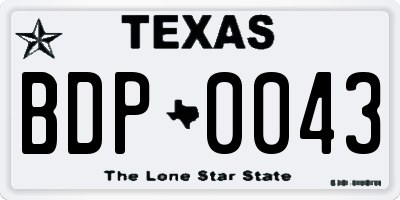 TX license plate BDP0043