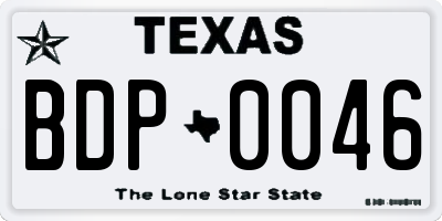 TX license plate BDP0046