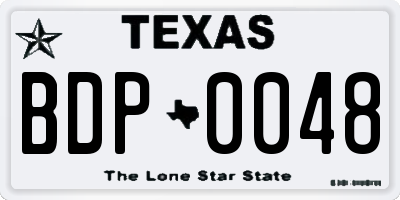 TX license plate BDP0048