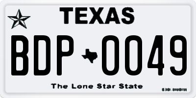 TX license plate BDP0049