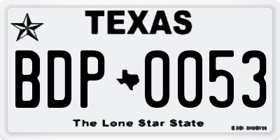 TX license plate BDP0053