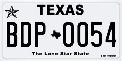 TX license plate BDP0054