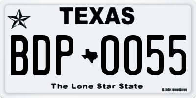 TX license plate BDP0055