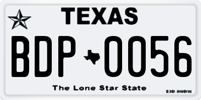 TX license plate BDP0056