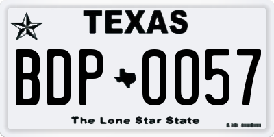TX license plate BDP0057