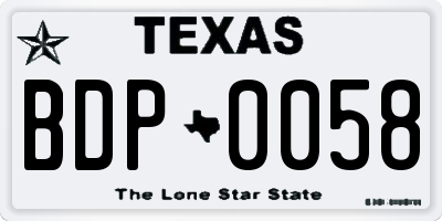 TX license plate BDP0058