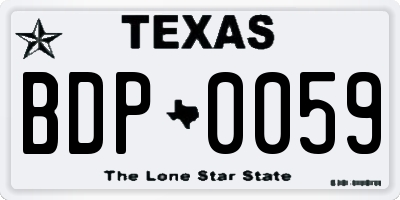 TX license plate BDP0059