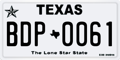 TX license plate BDP0061