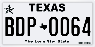 TX license plate BDP0064