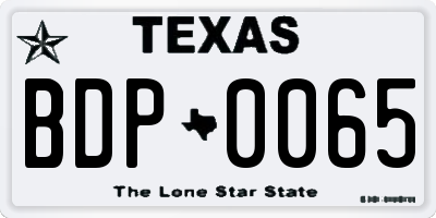 TX license plate BDP0065