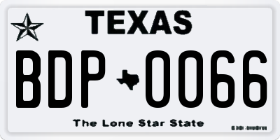 TX license plate BDP0066