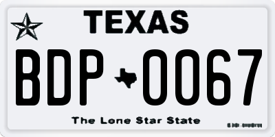 TX license plate BDP0067