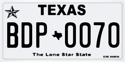 TX license plate BDP0070