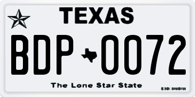 TX license plate BDP0072