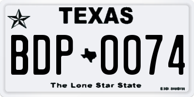 TX license plate BDP0074