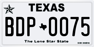 TX license plate BDP0075