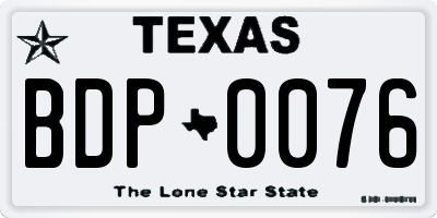TX license plate BDP0076