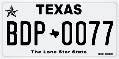 TX license plate BDP0077