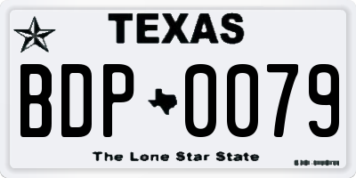 TX license plate BDP0079