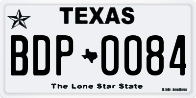 TX license plate BDP0084