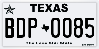 TX license plate BDP0085