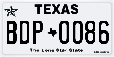 TX license plate BDP0086
