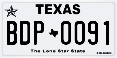 TX license plate BDP0091