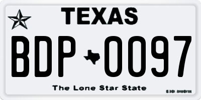 TX license plate BDP0097