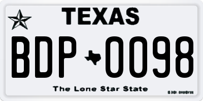 TX license plate BDP0098