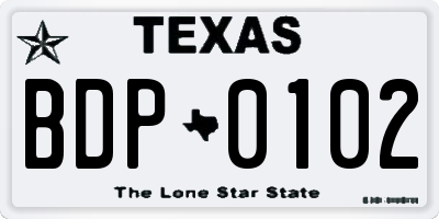 TX license plate BDP0102