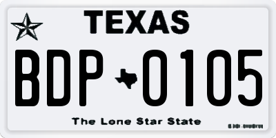 TX license plate BDP0105