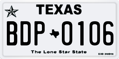 TX license plate BDP0106