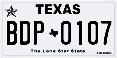 TX license plate BDP0107