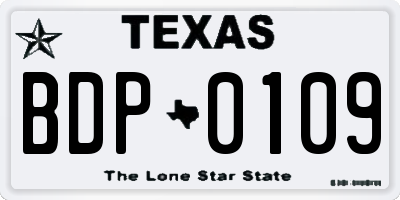TX license plate BDP0109