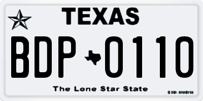 TX license plate BDP0110