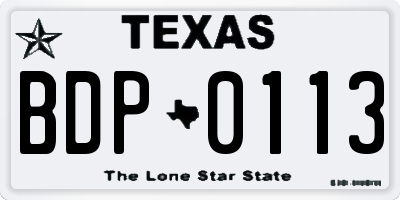 TX license plate BDP0113