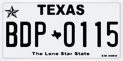 TX license plate BDP0115