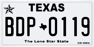 TX license plate BDP0119