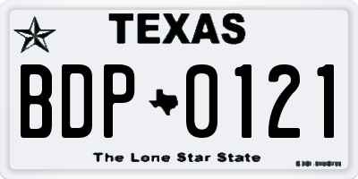 TX license plate BDP0121