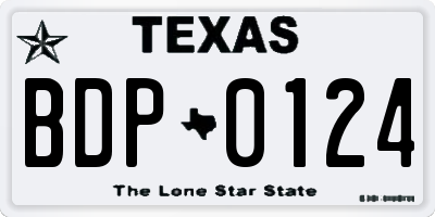 TX license plate BDP0124