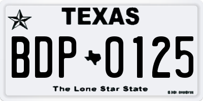 TX license plate BDP0125