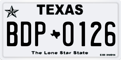 TX license plate BDP0126