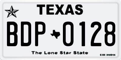 TX license plate BDP0128