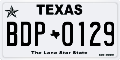 TX license plate BDP0129